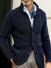 Men's Stand Up Collar Cardigan Knitted Sweater